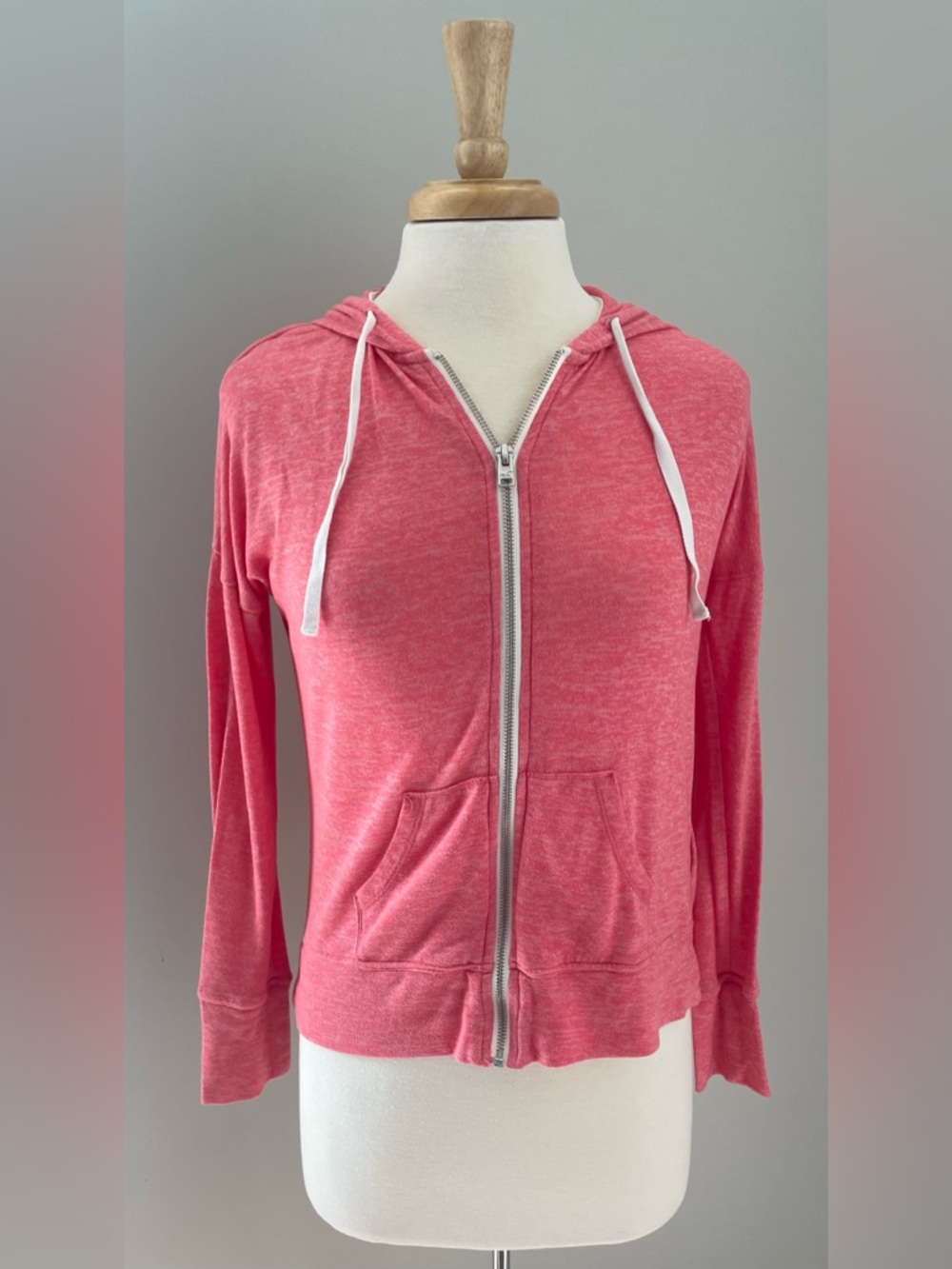 Hollister Heathered Coral Pink Full-Zip Hoodie